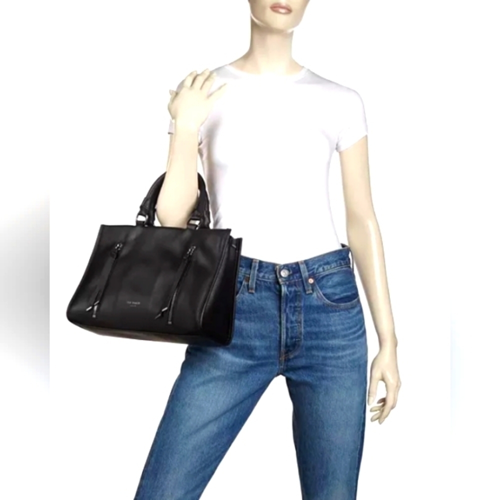 Ted Baker Hanaee Double Zipper  Black Leather Handbag